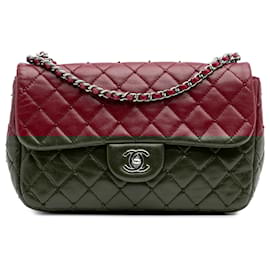 Chanel-Chanel Red Small Quilted Lambskin Beaded Single Flap-Red,Dark red