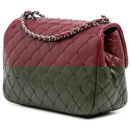 Chanel-Chanel Red Small Quilted Lambskin Beaded Single Flap-Red,Dark red