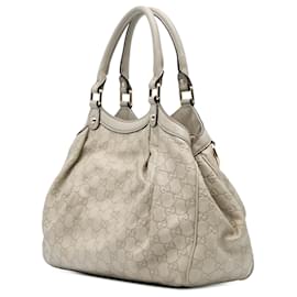 Gucci-Gucci White Medium Guccissima Sukey Tote-White