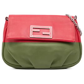 Fendi-Fendi Red Leather Fendista Pochette Crossbody-Red