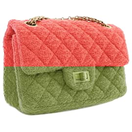 Chanel-Chanel Red Mini Reissue 2.55 Tweed Single Flap 224-Red