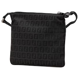 Fendi-Fendi Black Zucchino Canvas Crossbody-Black