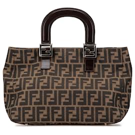 Fendi-Fendi Brown Small Zucca Canvas Twins Tote-Brown