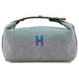 Hermès-Hermès Blue Small Wool Bride A Brac H Natte Case-Blue,Other,Dark green