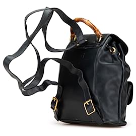 Gucci-Gucci Black Leather Bamboo Backpack-Black