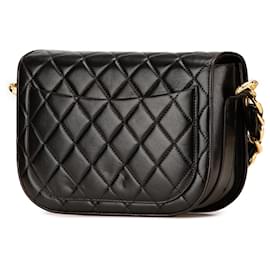 Chanel-Chanel Black CC Quilted Lambskin Chain Flap-Black