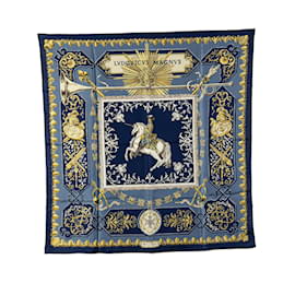 Hermès-Hermès Blue Lvdovicvs Magnvs Silk Scarf-Blue