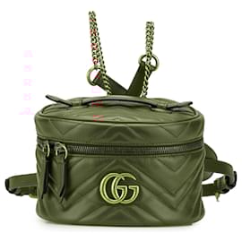 Gucci-Gucci Red GG Marmont Round Matelasse Leather Backpack-Red