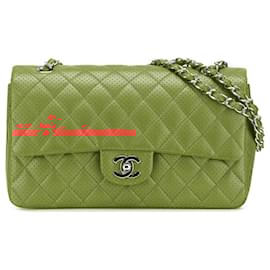 Chanel-Chanel Red Medium Classic Perforated Lambskin Single Flap-Red