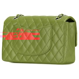 Chanel-Chanel Red Medium Classic Perforated Lambskin Single Flap-Red