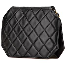 Chanel-Chanel Black CC Quilted Lambskin Octagon Flap-Black