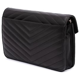 Chanel-Chanel Black Goatskin Chevron Statement Wallet On Chain-Black