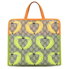 Gucci-Gucci Brown GG Supreme Banana Kids Tote-Brown,Beige