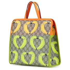 Gucci-Gucci Brown GG Supreme Banana Kids Tote-Brown,Beige