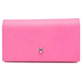 Alexander Mcqueen-Alexander McQueen Pink Calfskin Skull Flap Clutch-Pink