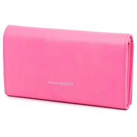 Alexander Mcqueen-Alexander McQueen Pink Calfskin Skull Flap Clutch-Pink