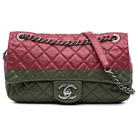 Chanel-Chanel Red Medium Quilted Caviar Easy Flap-Red,Dark red