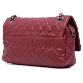 Chanel-Chanel Red Medium Quilted Caviar Easy Flap-Red,Dark red