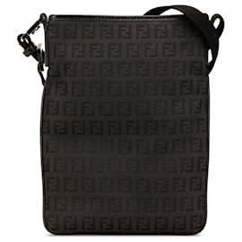 Fendi-Fendi Black Zucchino Canvas Crossbody-Black