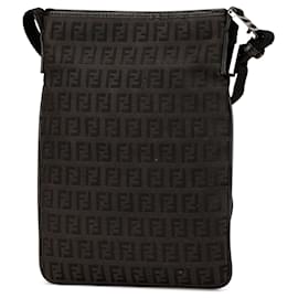 Fendi-Fendi Black Zucchino Canvas Crossbody-Black
