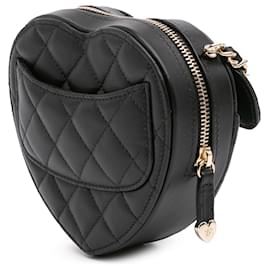 Chanel-Chanel Black Mini Lambskin CC in Love Heart Crossbody-Black