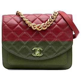 Chanel-Chanel Red Small Quilted Calfskin and Caviar Chain Handle Flap-Red
