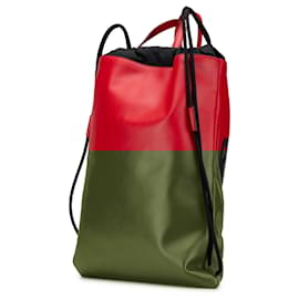 Gucci-Gucci Red Leather Gucci Ghost Drawstring Backpack-Red