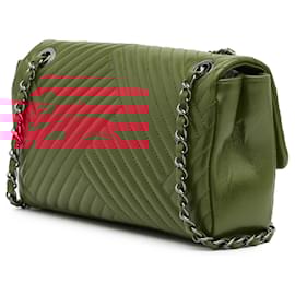 Chanel-Chanel Red Medium Lambskin CC Crossing Flap-Red