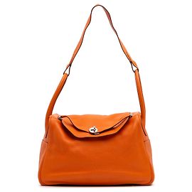 Hermès Orange Clemence Lindy 34 Orange