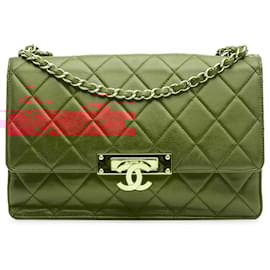 Chanel-Chanel Red Large Quilted Lambskin Golden Class Flap-Red