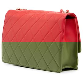 Chanel-Chanel Red Large Quilted Lambskin Golden Class Flap-Red