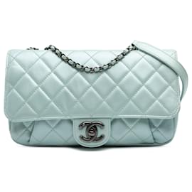 Chanel-Chanel Blue Medium Quilted Calfskin Coco Pleats Chain Flap-Blue,Light blue