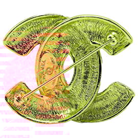 Chanel-Chanel Gold Gold Plated CC Quilted Brooch-Golden