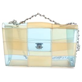 Chanel-Chanel Blue Medium CC PVC Stitched Patchwork Flap-Blue,Light blue