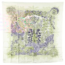 Hermès-Hermès Brown L'Ile Déserte Silk Scarf-Brown,Beige