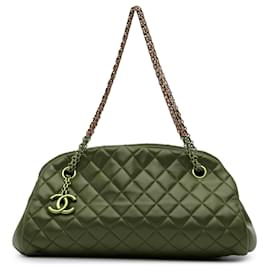 Chanel-Chanel Red Medium Lambskin Mademoiselle Bowling Bag-Red