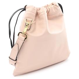 Fendi-Fendi Pink Small Leather Logo Drawstring Crossbody-Pink