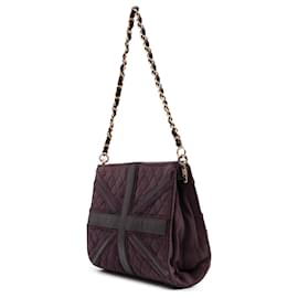 Chanel-Chanel Purple Quilted Suede Union Jack Clutch with Chain-Purple
