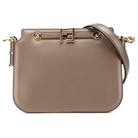 Fendi-Fendi Brown Leather Touch Shoulder Bag-Brown,Taupe