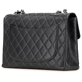 Chanel-Chanel Black Jumbo Quilted Caviar Single Flap-Black