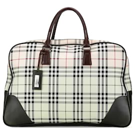 Burberry-Burberry Brown House Check Canvas Business Bag-Brown,Beige