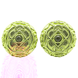 Chanel-Chanel Gold Gold Plated Gripoix Round Clip On Earrings-Golden