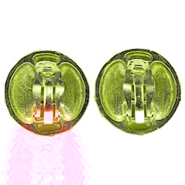 Chanel-Chanel Gold Gold Plated Gripoix Round Clip On Earrings-Golden