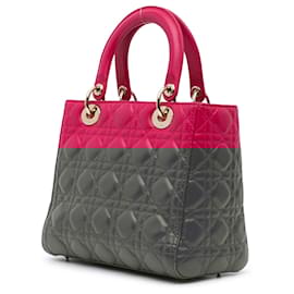 Dior-Dior Pink Medium Lambskin Cannage Lady Dior-Pink,Other