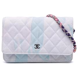Chanel-Chanel White CC Quilted Canvas Jungle Jeans Wallet on Chain-White