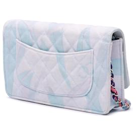 Chanel-Chanel White CC Quilted Canvas Jungle Jeans Wallet on Chain-White