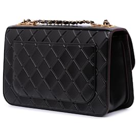 Chanel-Chanel Black Embossed Calfskin Single Flap-Black