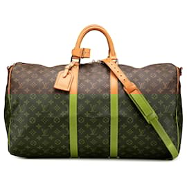 Louis Vuitton-Louis Vuitton Brown Monogram Keepall Bandouliere 55-Brown