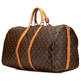 Louis Vuitton-Louis Vuitton Brown Monogram Keepall Bandouliere 55-Brown
