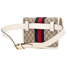 Gucci-Gucci Brown GG Supreme Ophidia Belt Bag-Brown,White,Beige